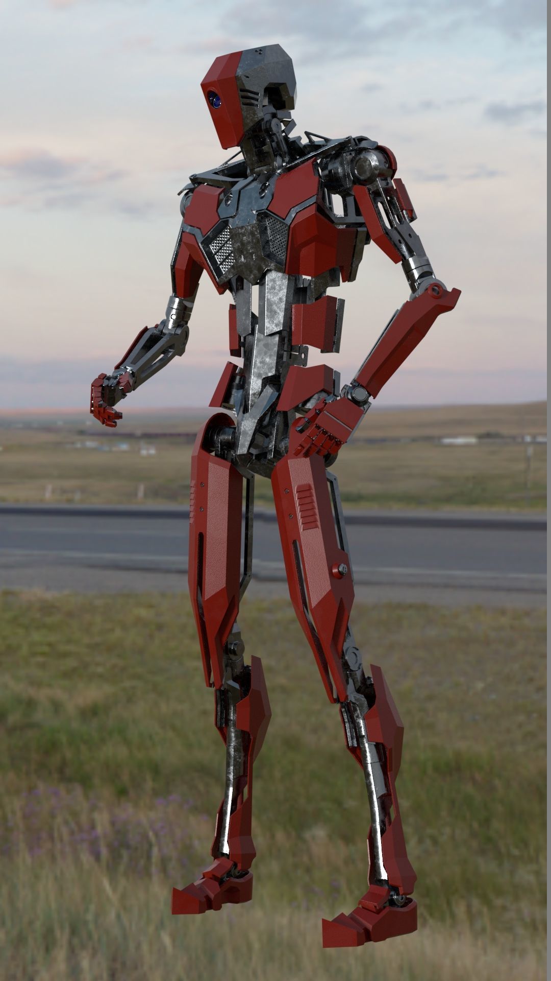 Fully rigged animated red robot 3D model_4
