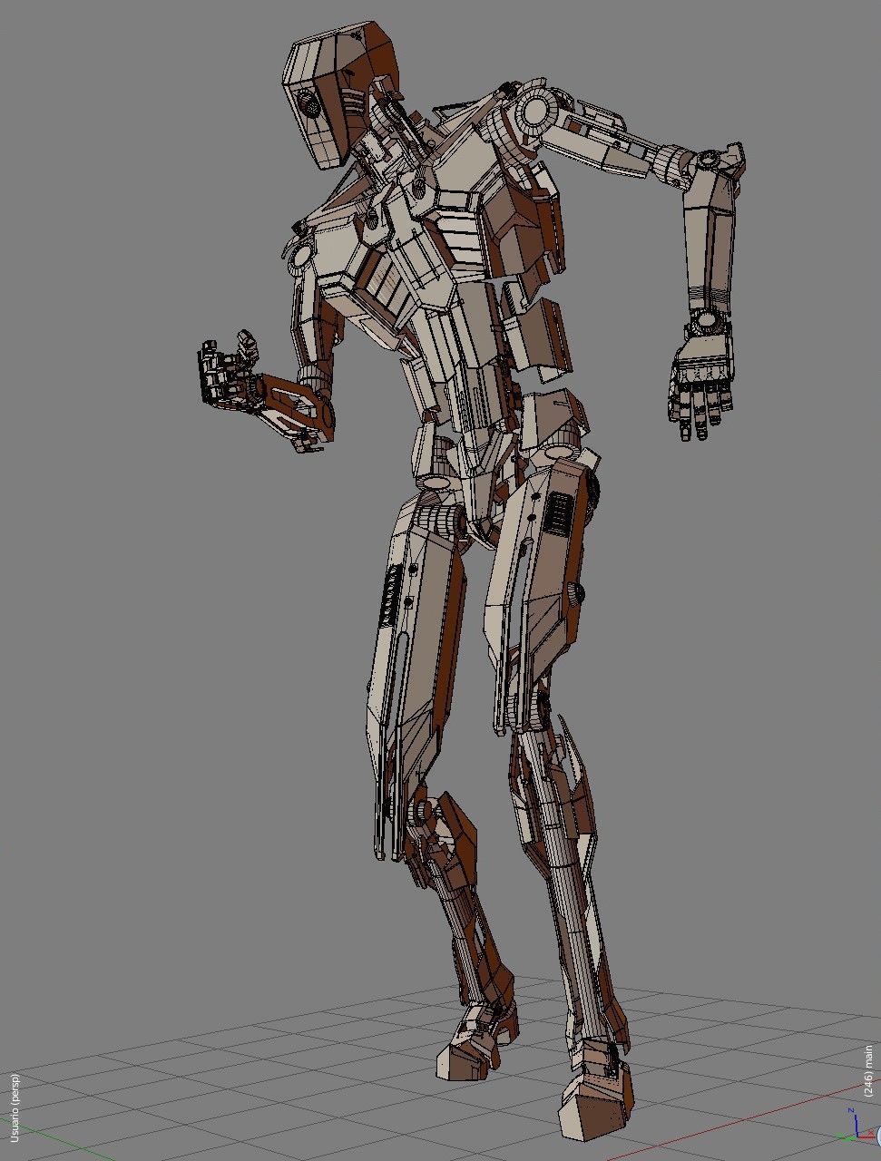 Fully rigged animated red robot 3D model_10