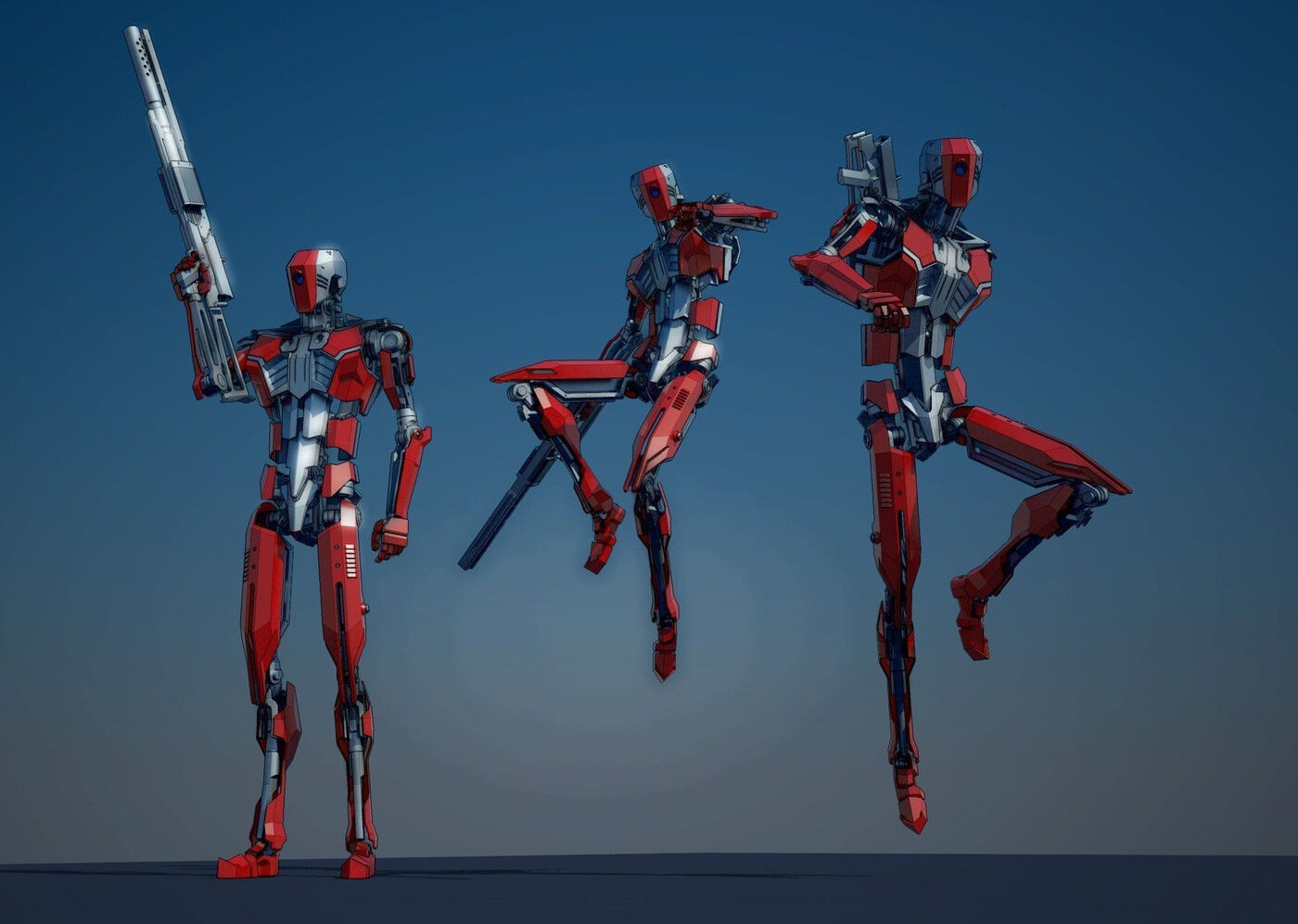 Fully rigged animated red robot 3D model_18