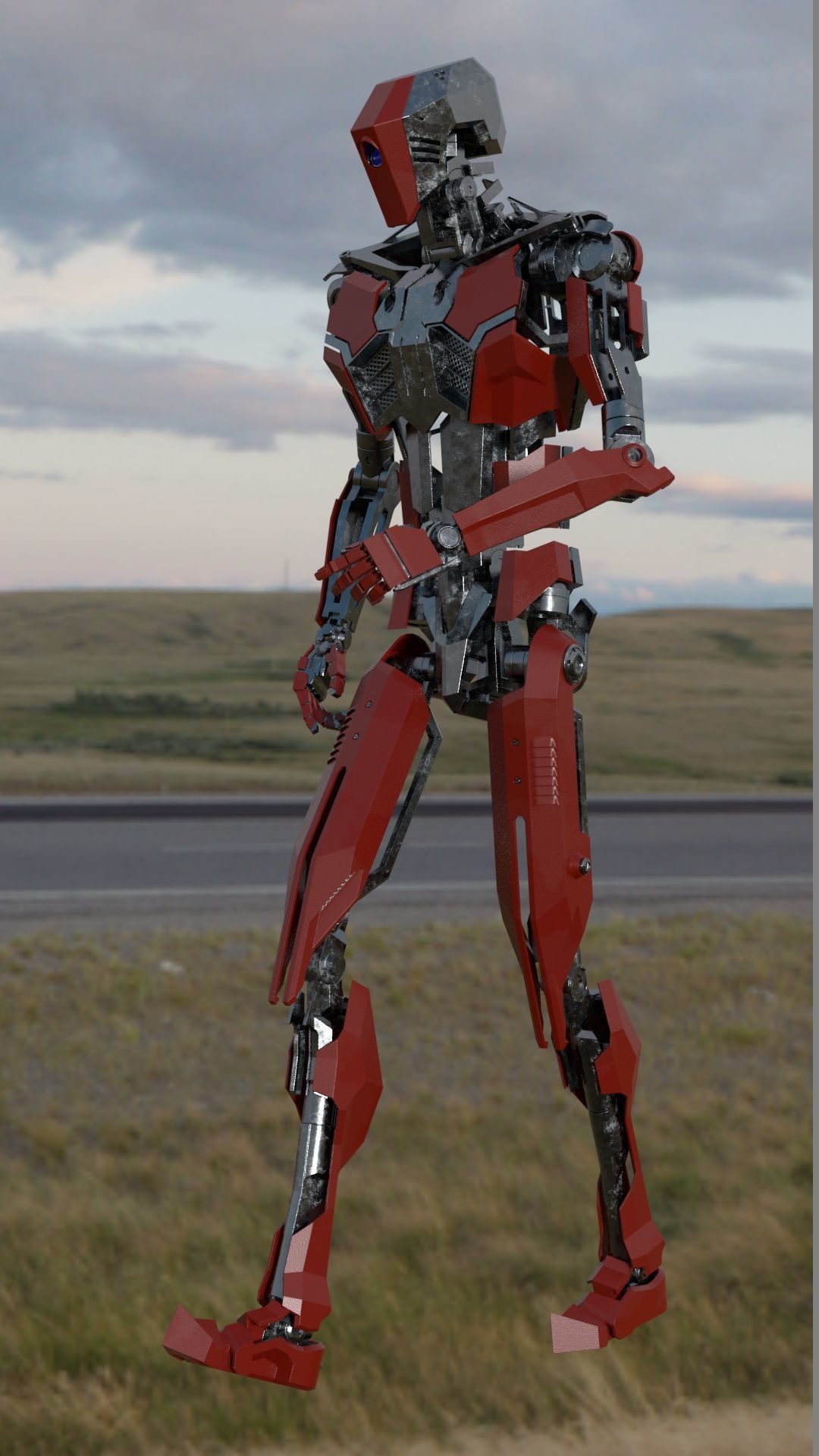 Fully rigged animated red robot 3D model_2