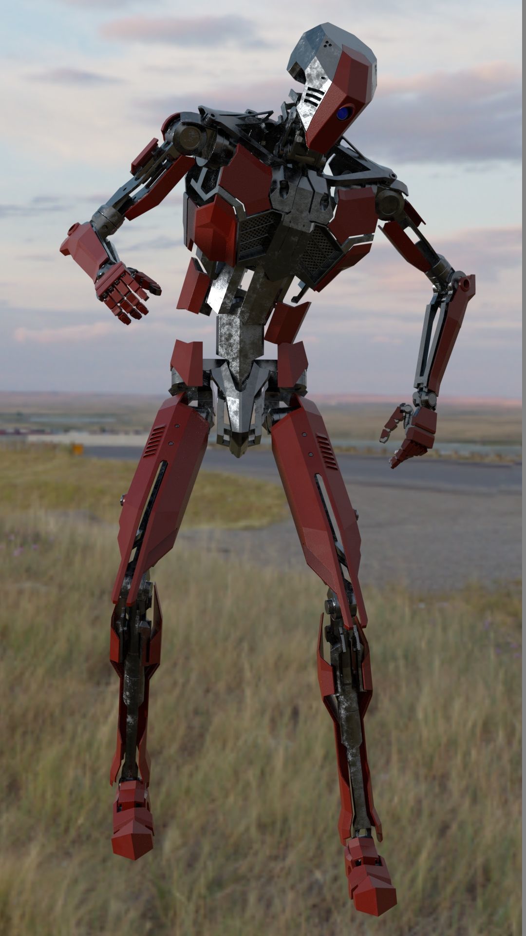 Fully rigged animated red robot 3D model_6