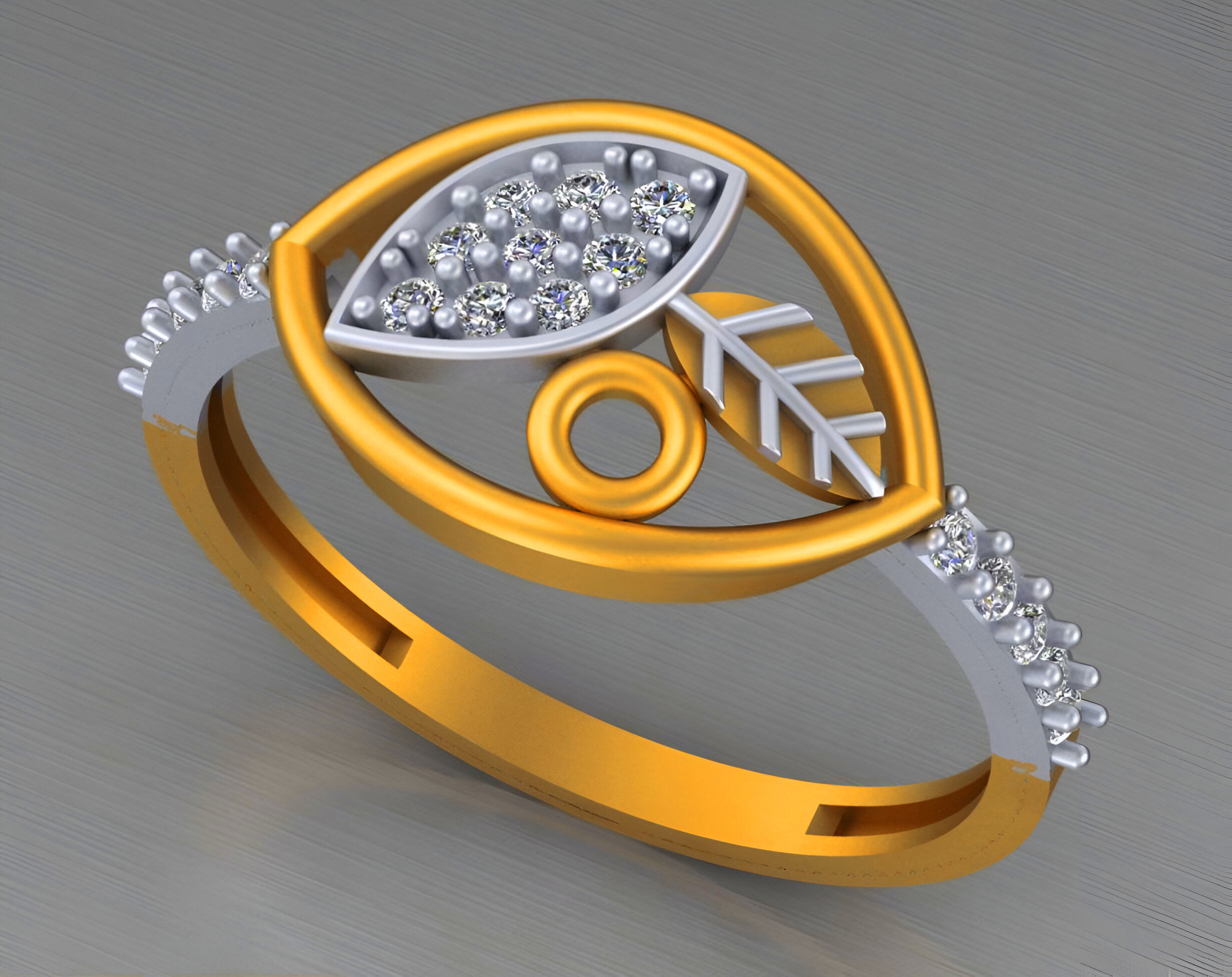 Light weight italian diamond ring 3dm stl renders details 3D print model_4