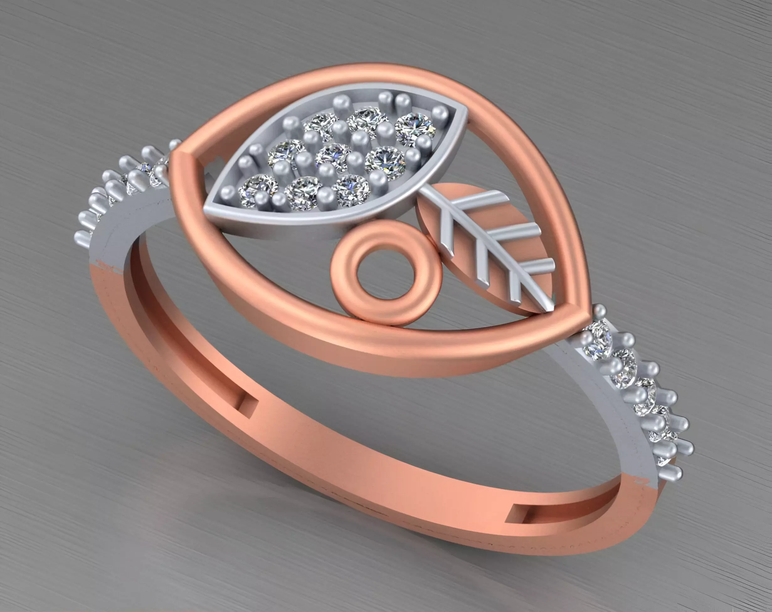 Light weight italian diamond ring 3dm stl renders details 3D print model_0