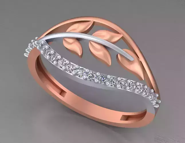 Leaves Wire Mesh Light weight italian ring 3dm stl renders 3D print model