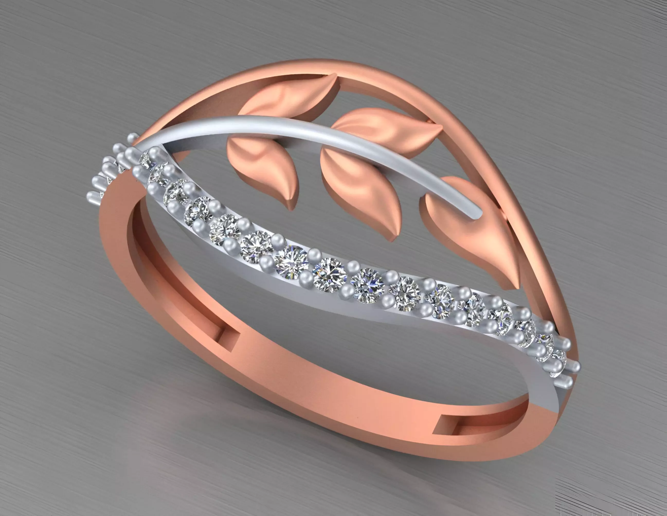 Leaves Wire Mesh Light weight italian ring 3dm stl renders 3D print model_0