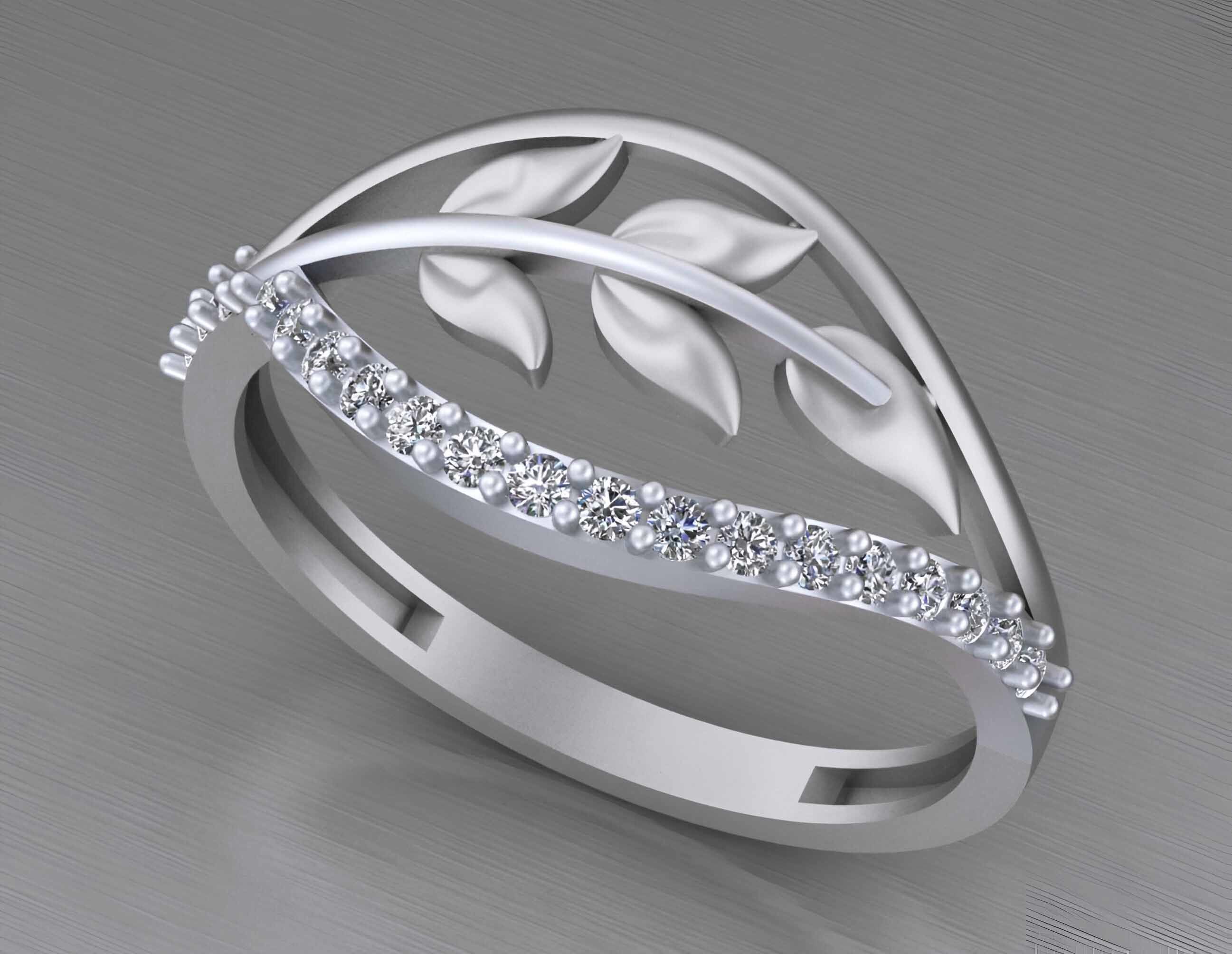 Leaves Wire Mesh Light weight italian ring 3dm stl renders 3D print model_7