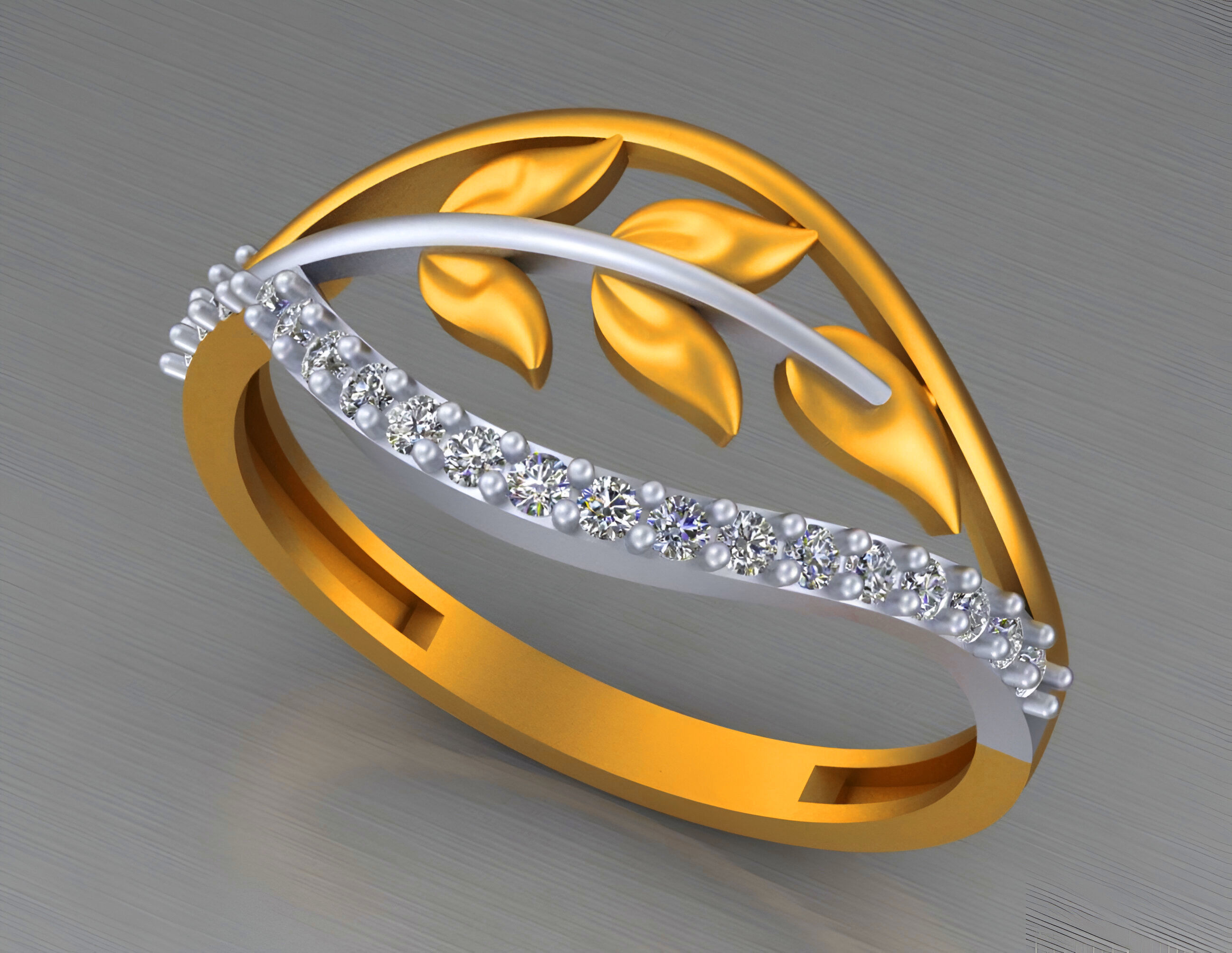 Leaves Wire Mesh Light weight italian ring 3dm stl renders 3D print model_6