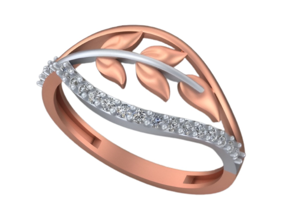 Leaves Wire Mesh Light weight italian ring 3dm stl renders 3D print model_3