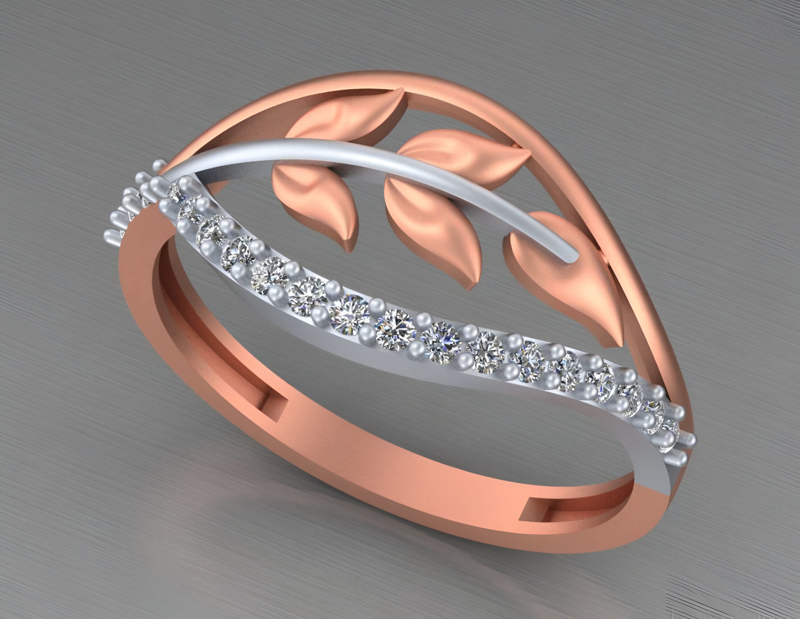 Leaves Wire Mesh Light weight italian ring 3dm stl renders 3D print model_8