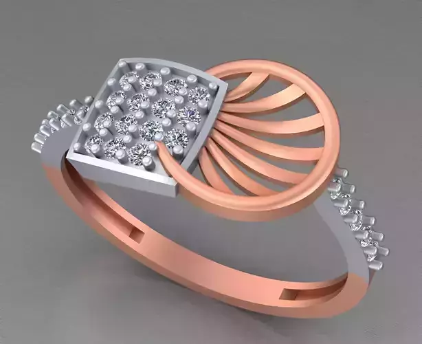 Light weight italian diamond ring 3dm stl renders details