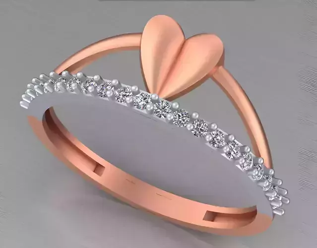 Heart wire Light weight italian diamond ring 3dm stl renders