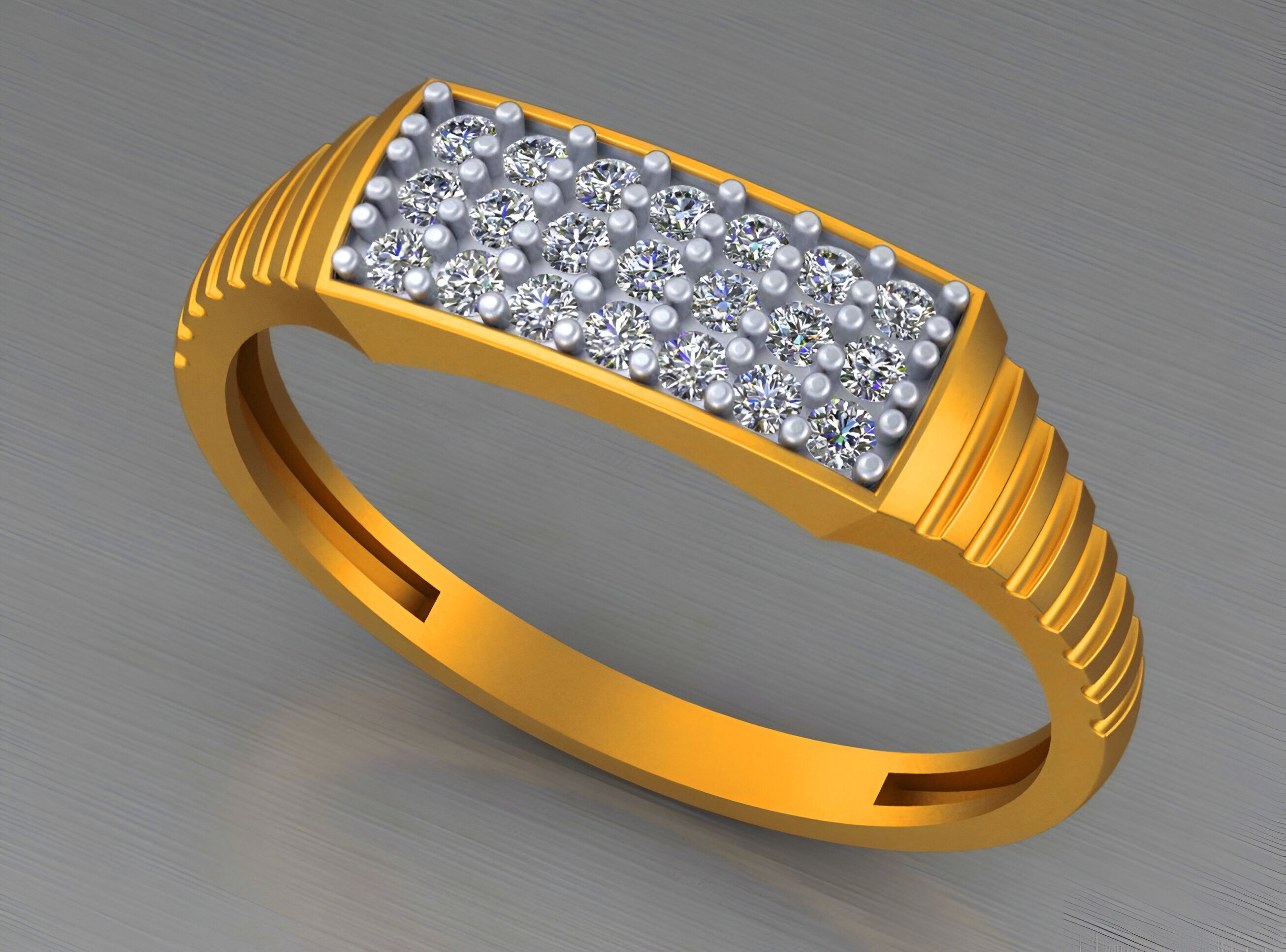 Diamond Head Light weight italian ring 3dm stl renders details 3D print model_7