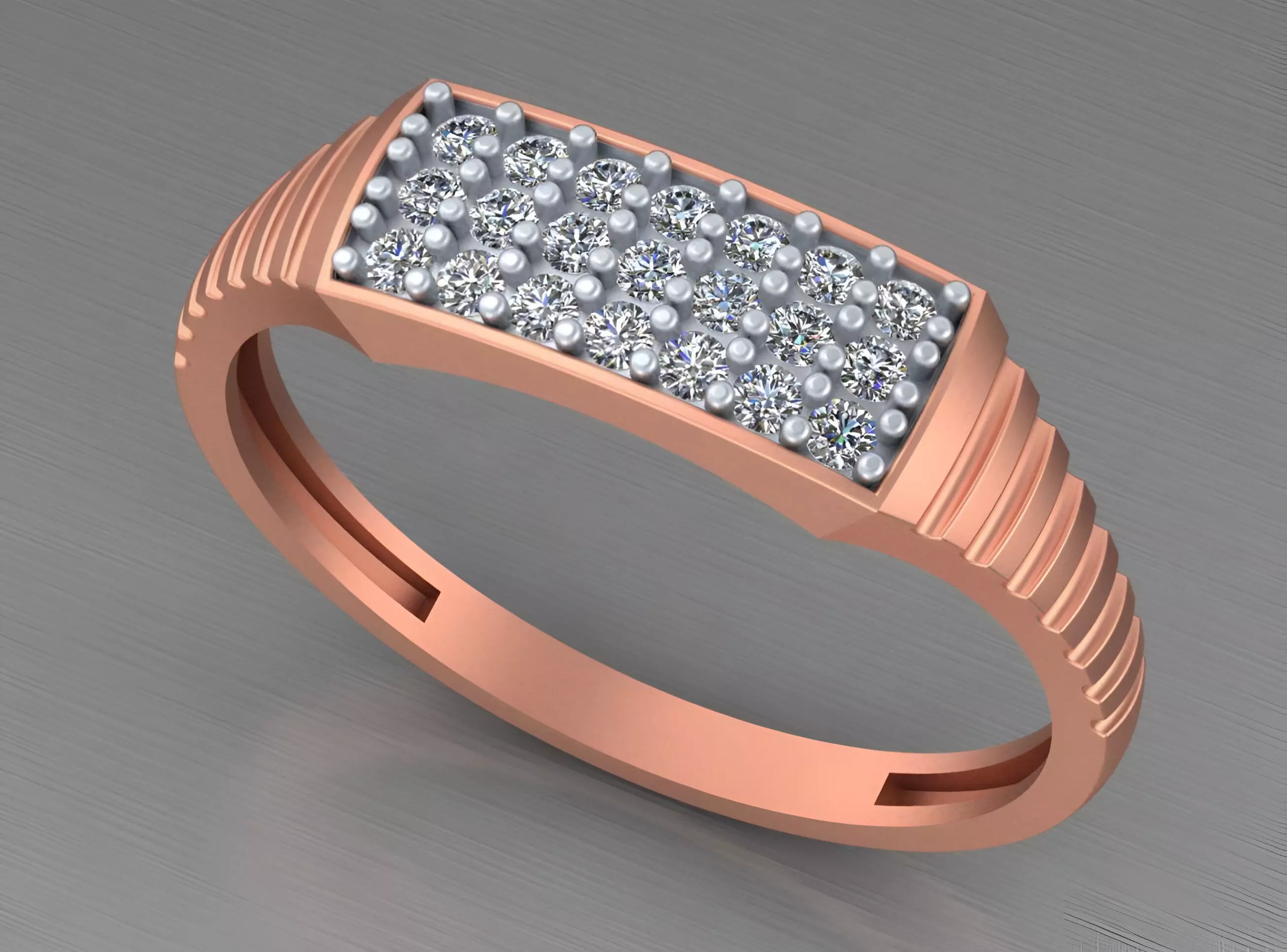 Diamond Head Light weight italian ring 3dm stl renders details 3D print model_0