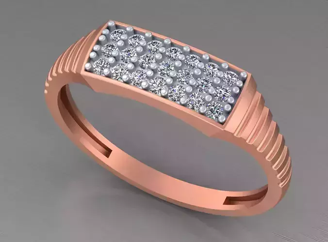 Diamond Head Light weight italian ring 3dm stl renders details 3D print model