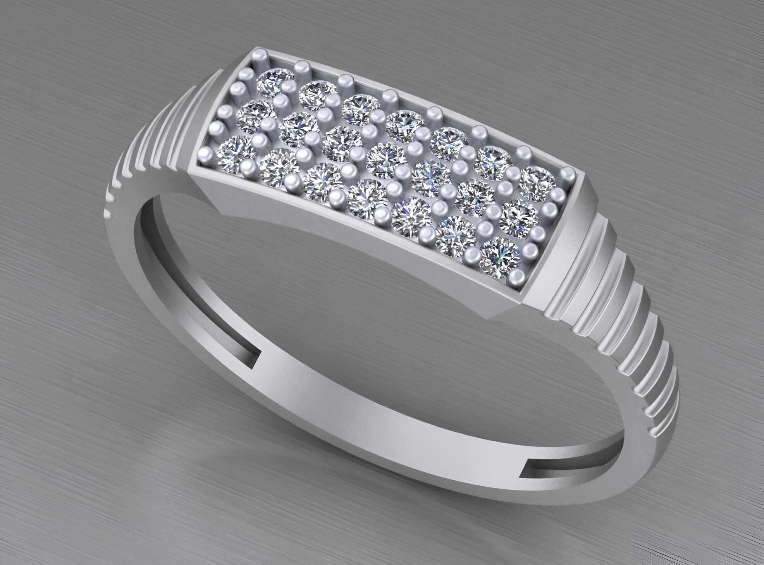 Diamond Head Light weight italian ring 3dm stl renders details 3D print model_8