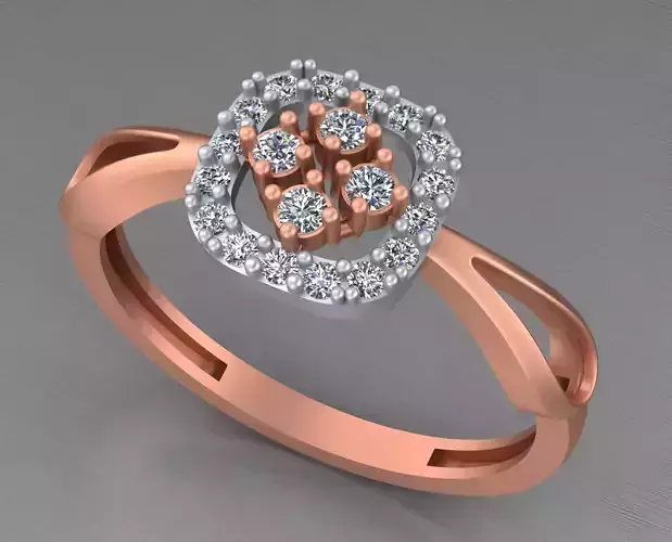 Light weight italian diamond ring 3dm stl renders details