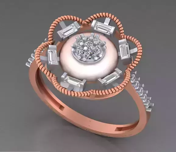 Light weight italian diamond ring 3dm stl renders details