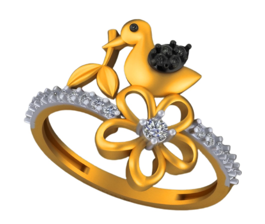 Butterfly Flower Light weight italian ring 3dm stl renders 3D print model_2