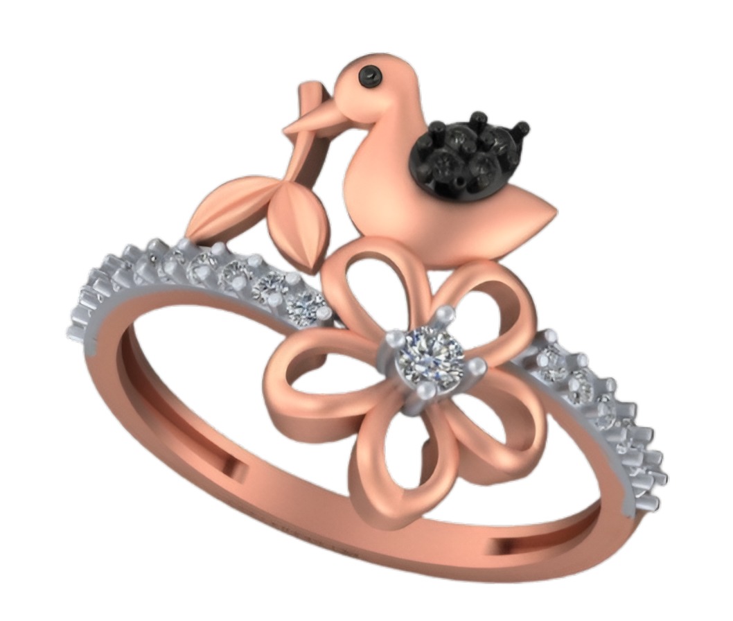 Butterfly Flower Light weight italian ring 3dm stl renders 3D print model_3