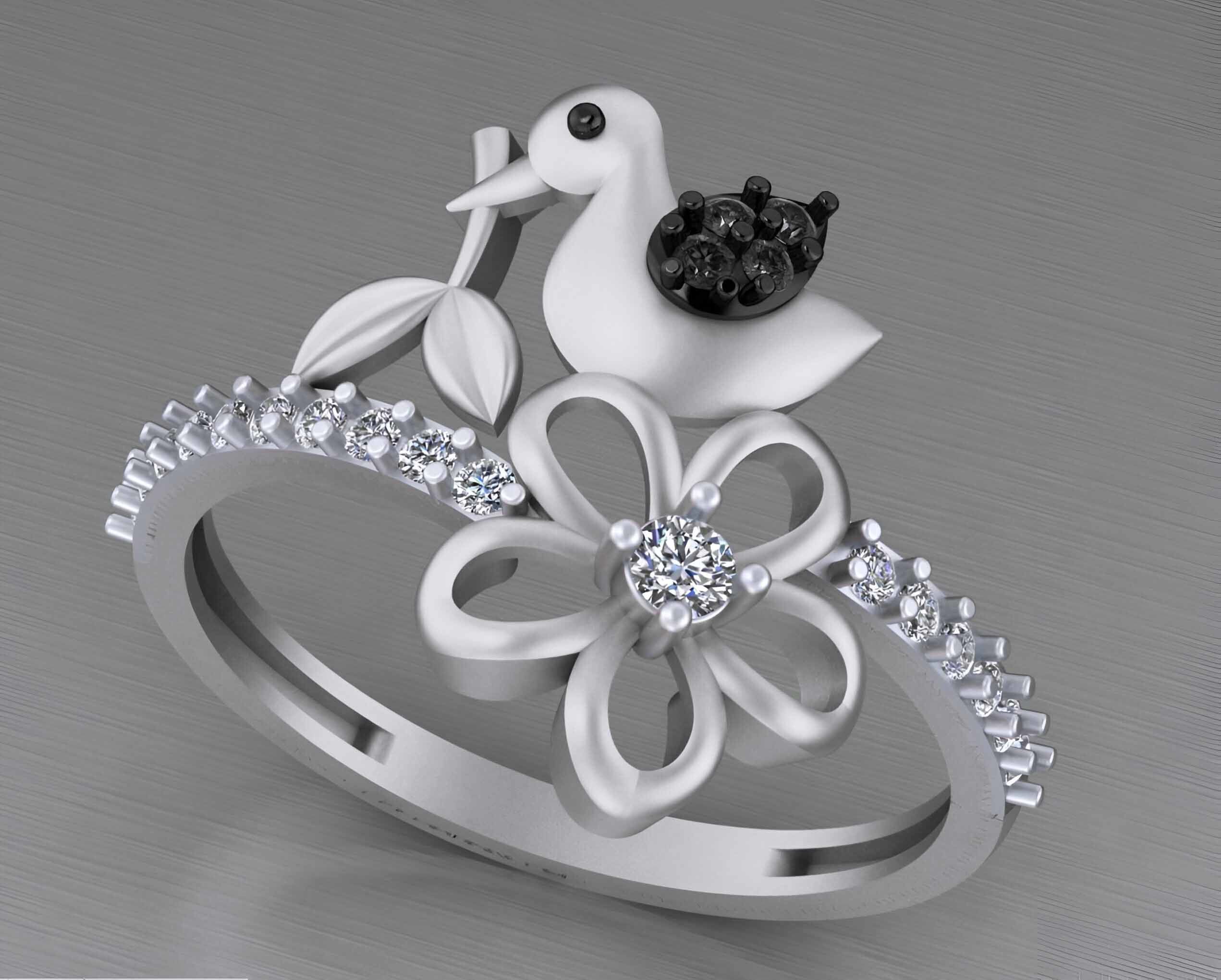 Butterfly Flower Light weight italian ring 3dm stl renders 3D print model_8