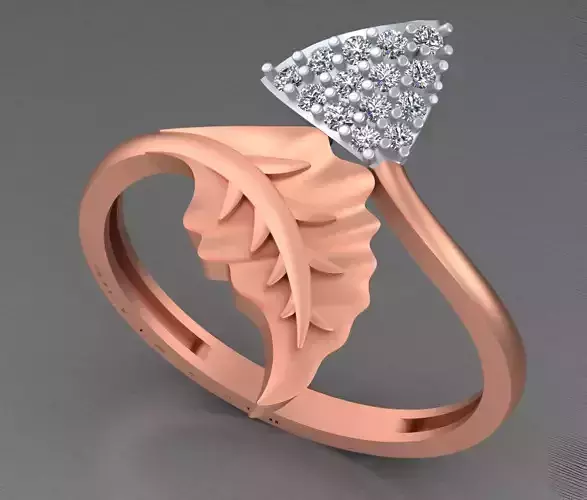 Leaves Light weight italian diamond ring 3dm stl renders details