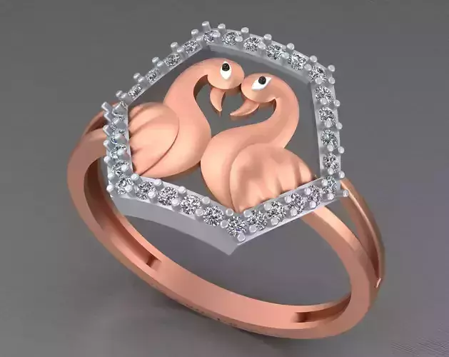 Love Birds Light weight italian diamond ring 3dm stl renders 