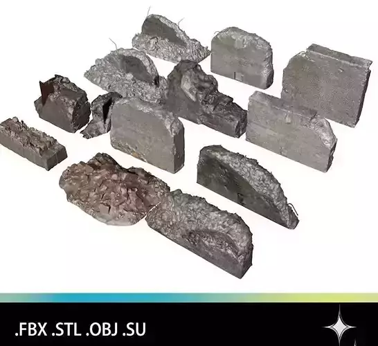 Many Stones models ruins concrete 