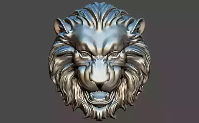 LION HEAD BAS-RELIEF MODEL FOR CNC