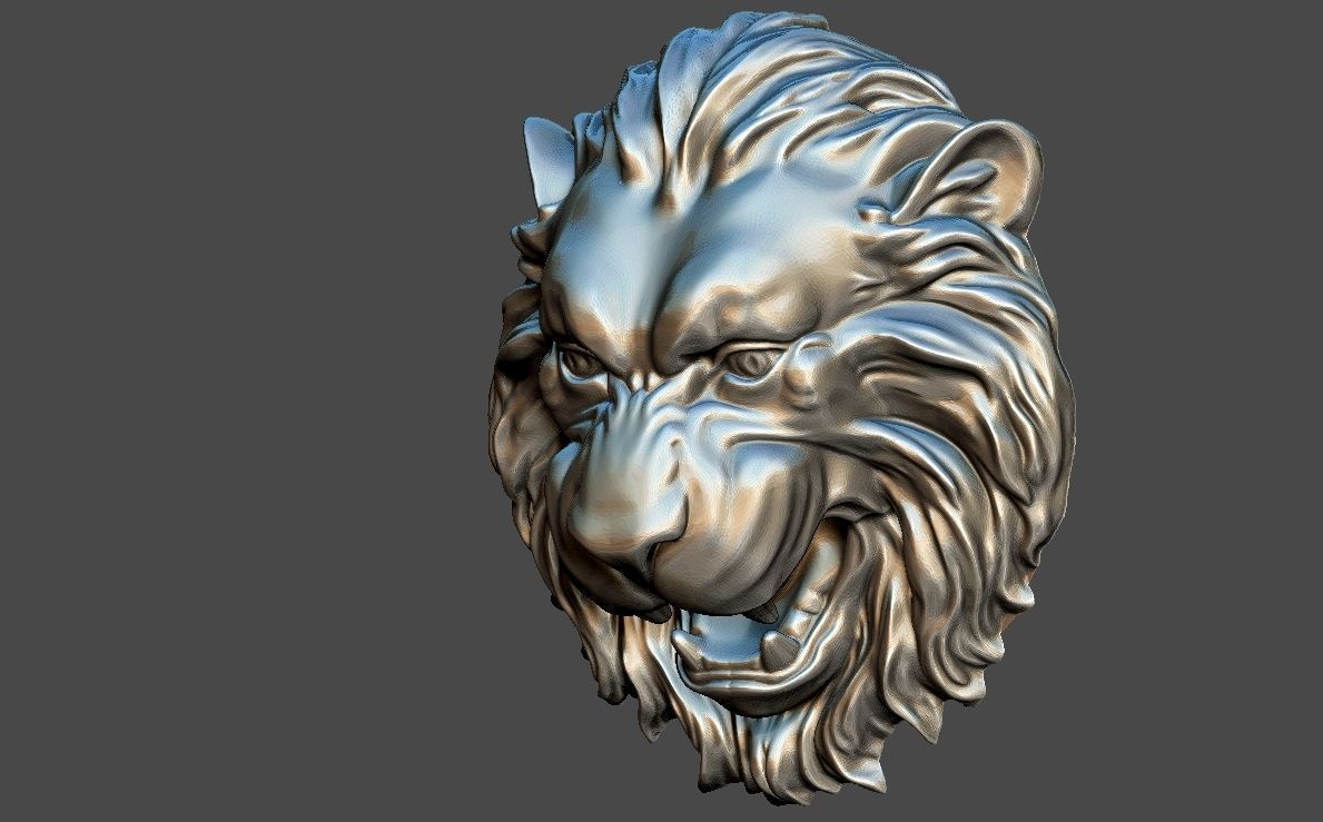LION HEAD BAS-RELIEF MODEL FOR CNC 3D print model_1