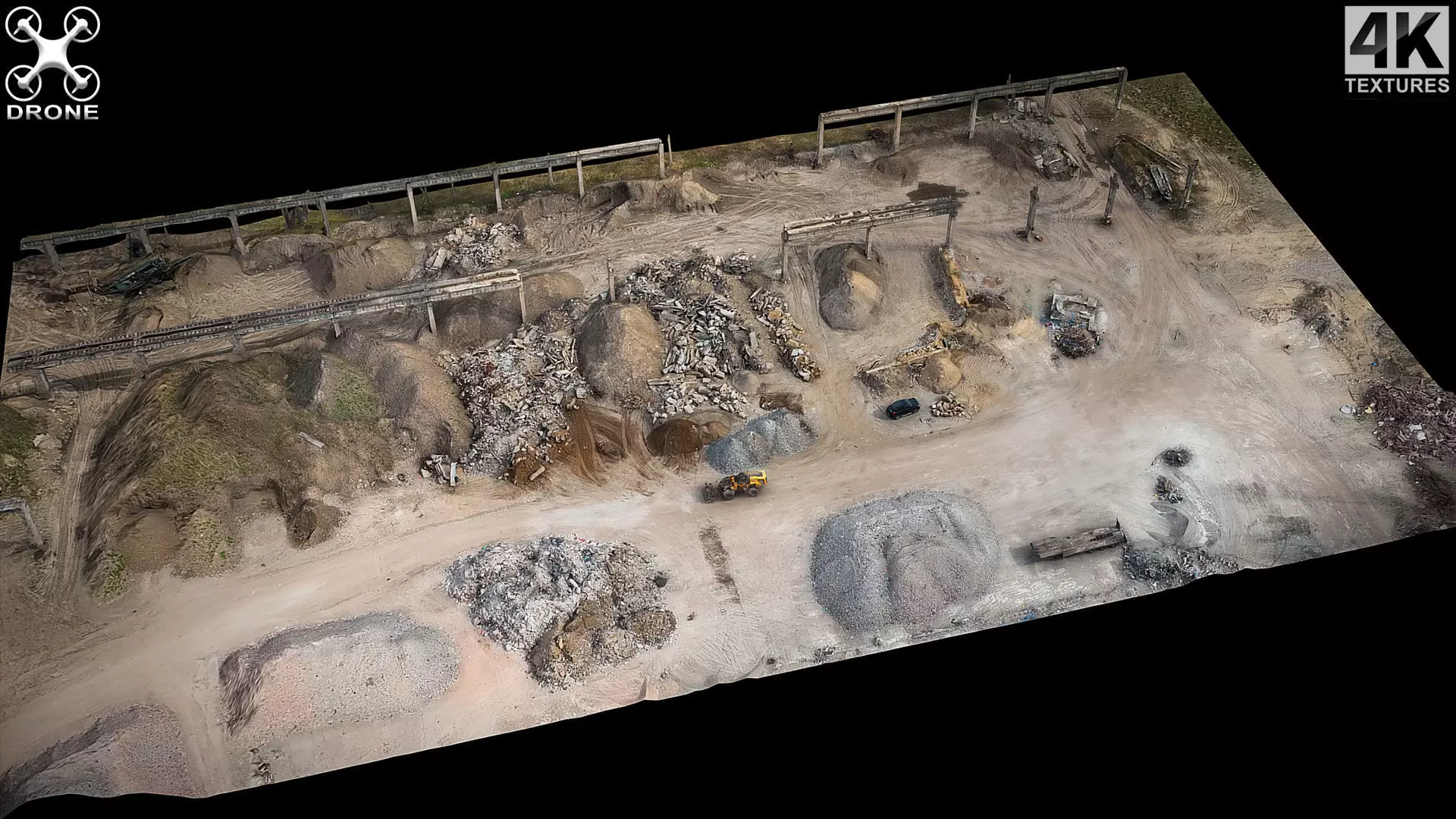 construction-site debris piles storage area drone scan Low-poly 3D model_0