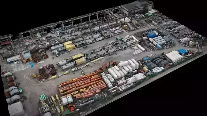 construction-site storage area machinerys drones scan