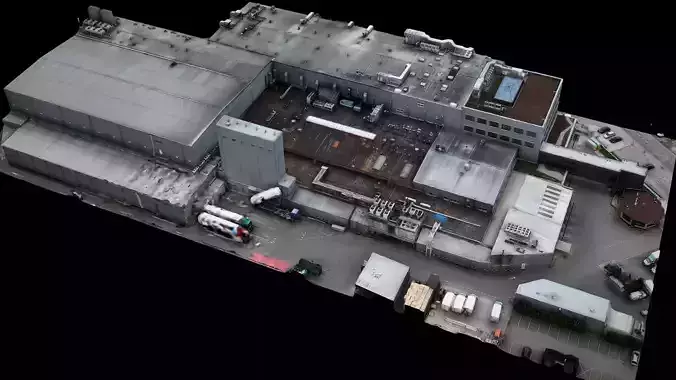 construction-site industrial factory warehouse drone scan