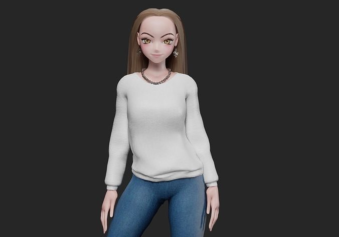 cute teen girl V31706  Low-poly 3D model