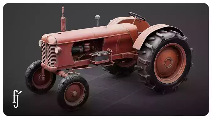 Vintage Rusty Red Farm Tractor prop