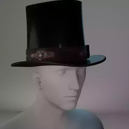 Victorian Steampunk Top Hat with Goggles 3D Model