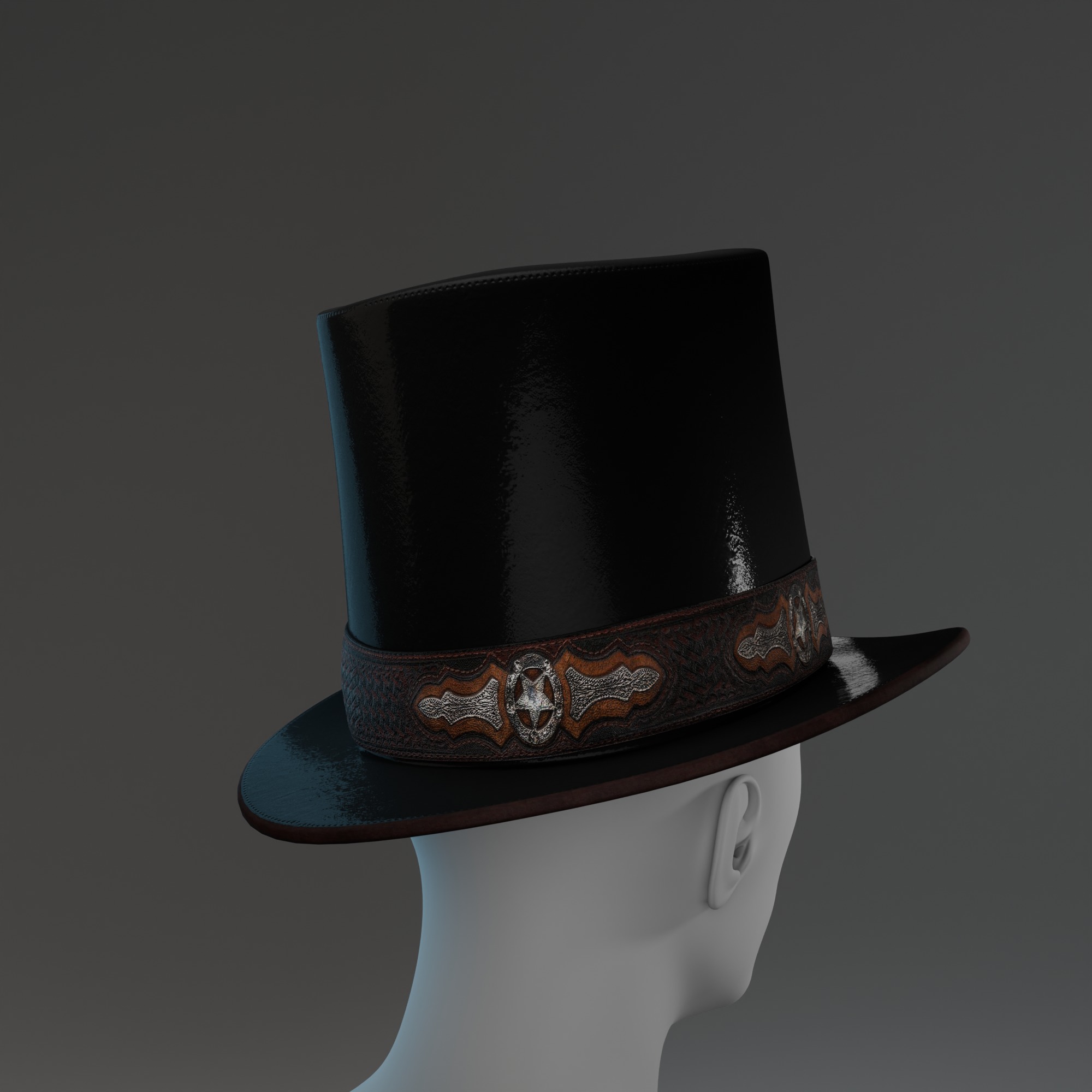 Victorian Steampunk Top Hat with Goggles 3D Model Low-poly 3D model_6