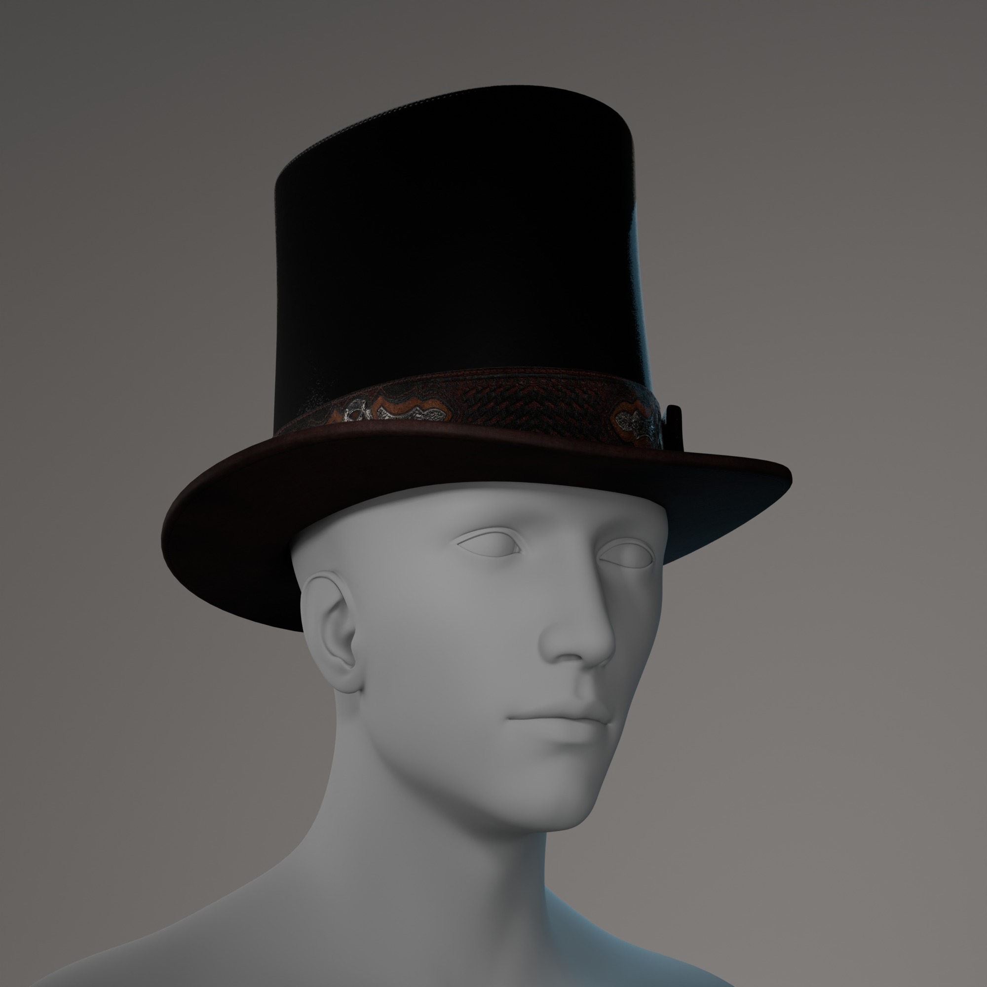 Victorian Steampunk Top Hat with Goggles 3D Model Low-poly 3D model_3