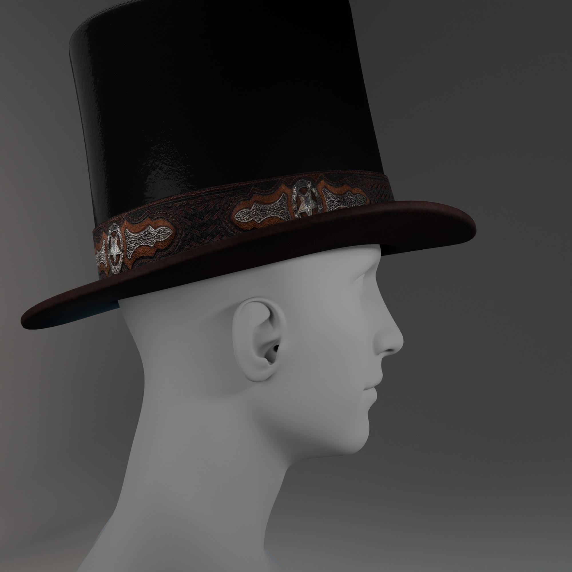 Victorian Steampunk Top Hat with Goggles 3D Model Low-poly 3D model_2