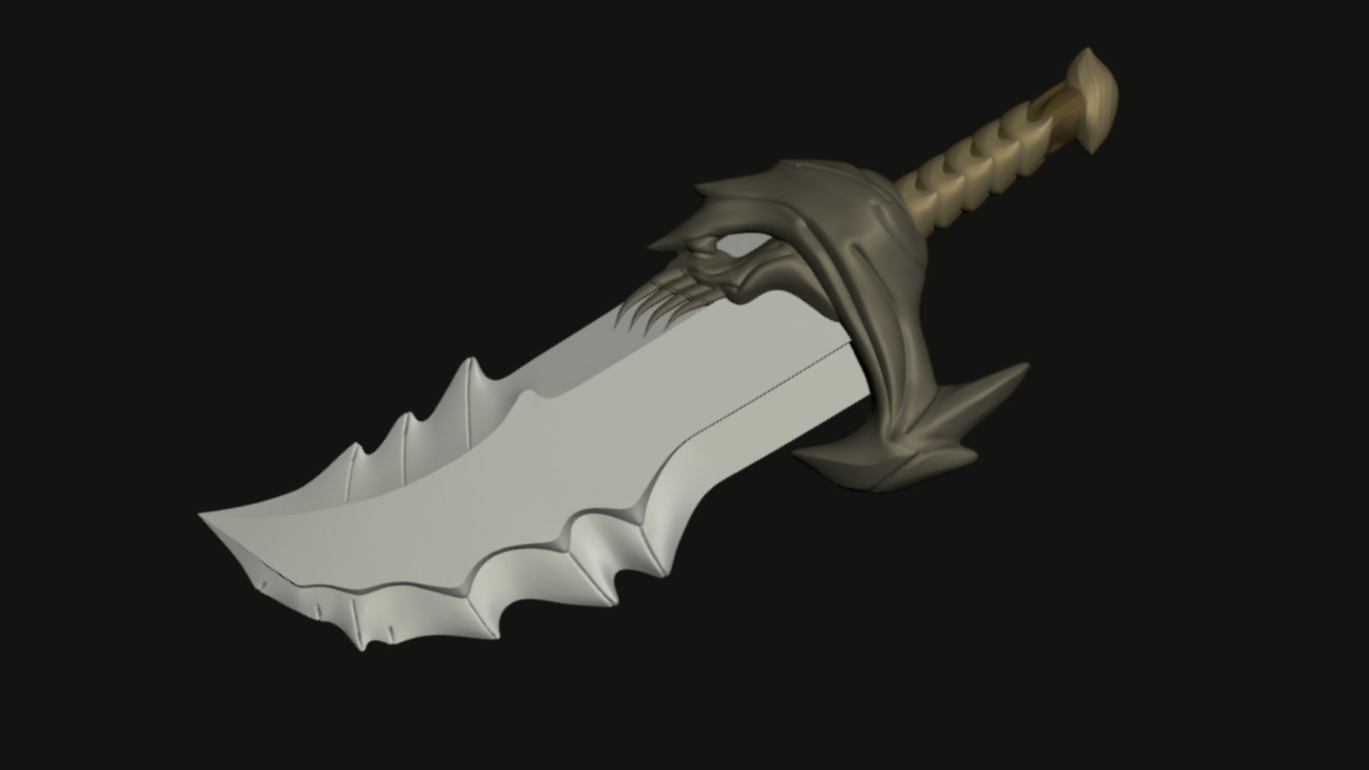 Blades of Chaos  Sword Low-poly 3D model_1