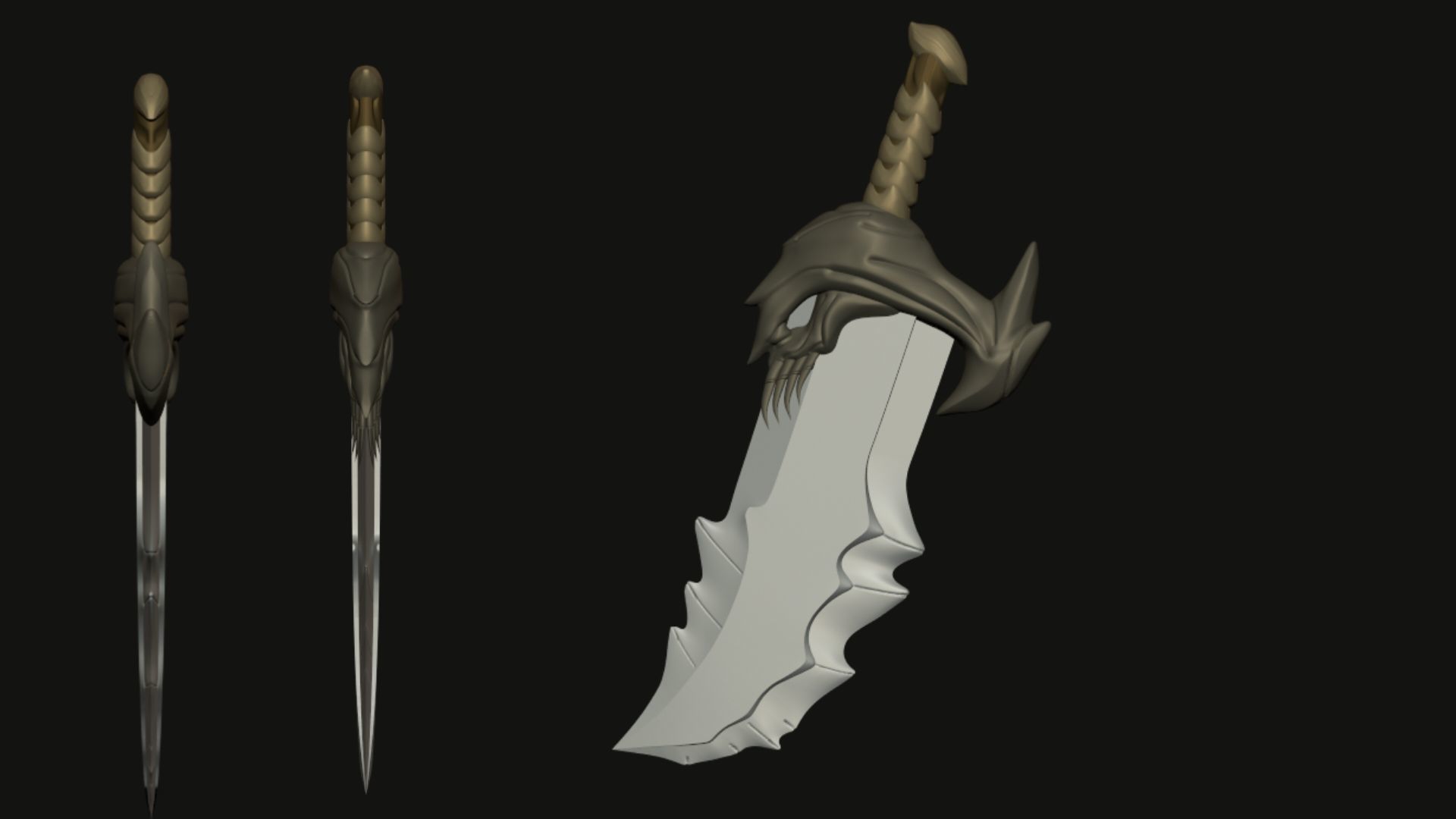 Blades of Chaos  Sword Low-poly 3D model_2