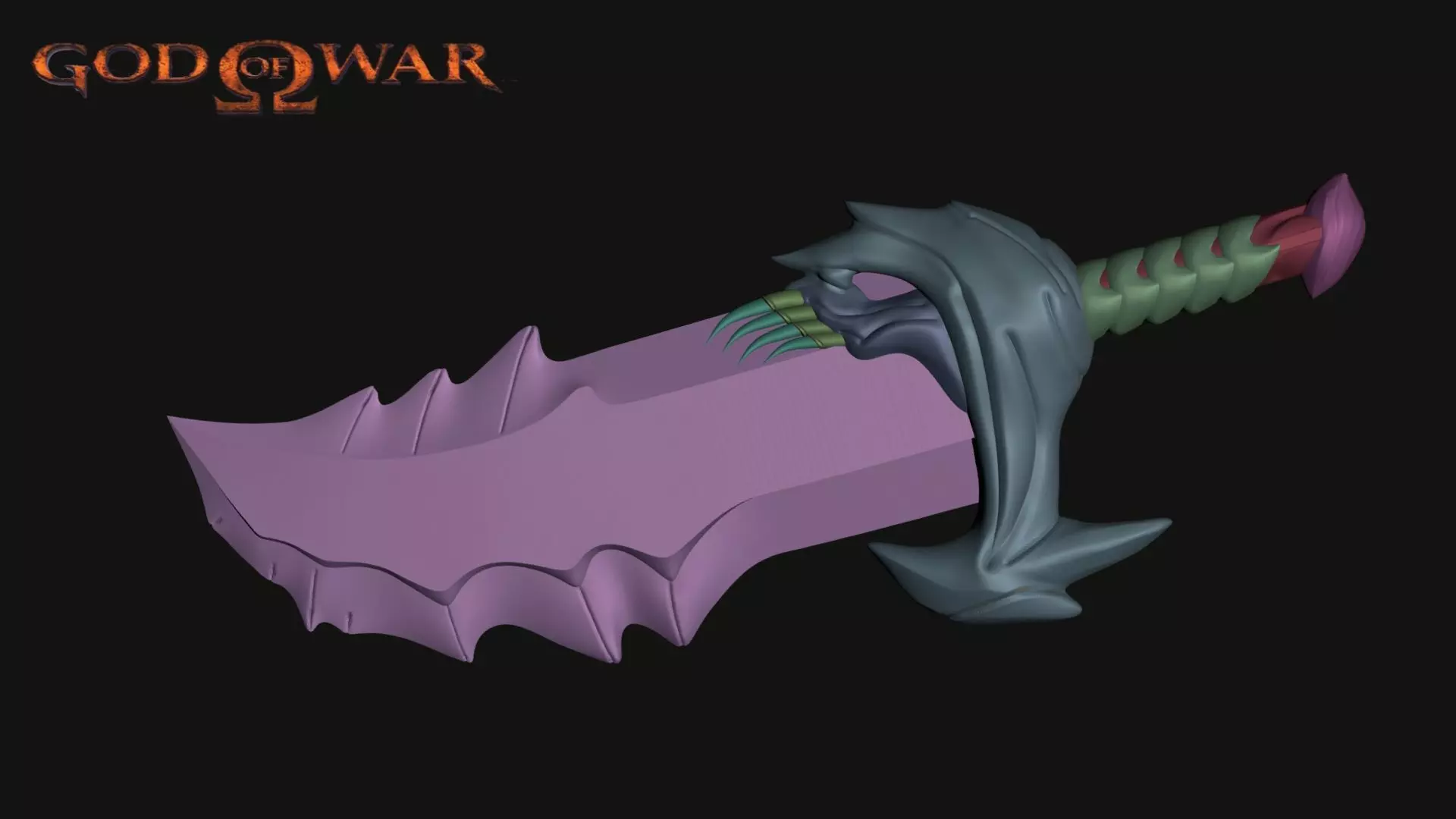 Blades of Chaos  Sword Low-poly 3D model_0