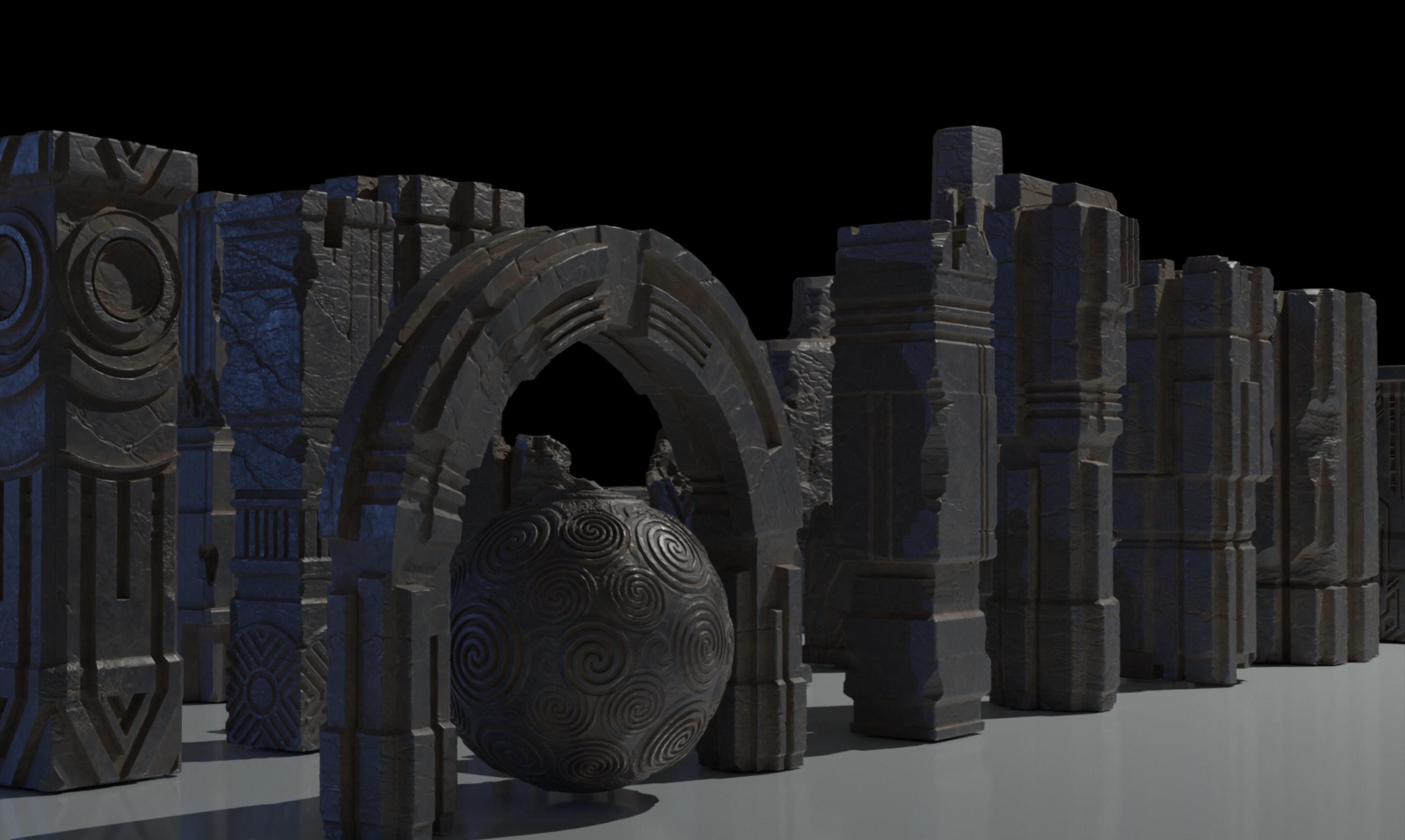 Ancient Ruins Kitbash Set 3D model_2