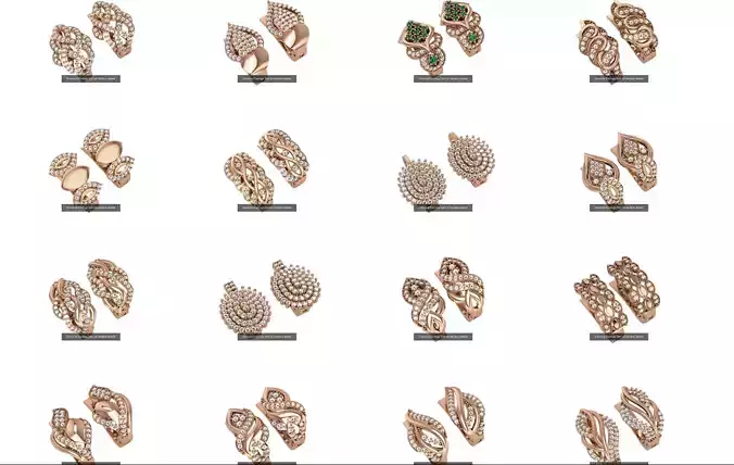 25 Diamond Earrings 3dm stl renders details 
