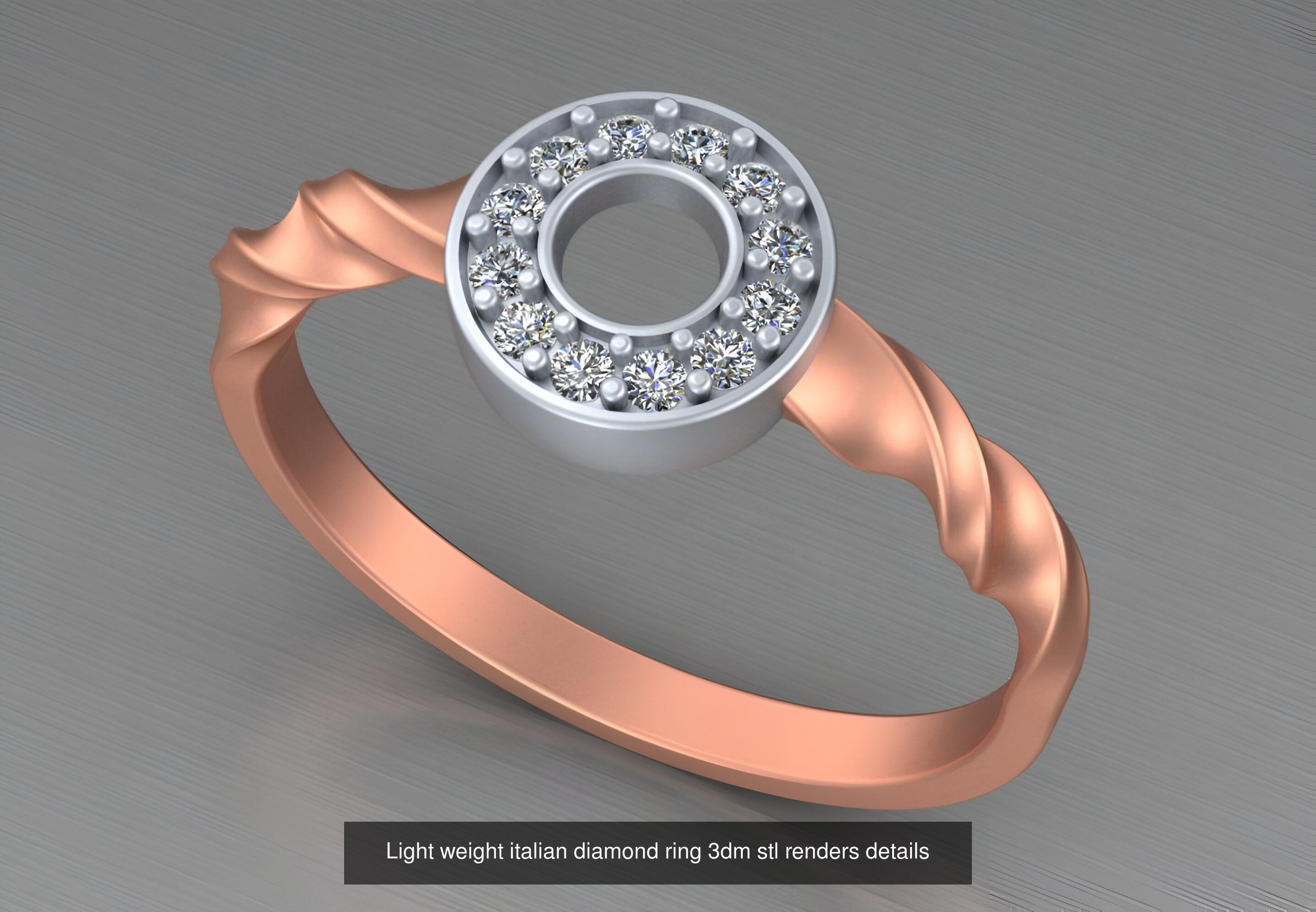 104 Light weight italian diamond ring 3dm stl renders details 3D Model Collection_101