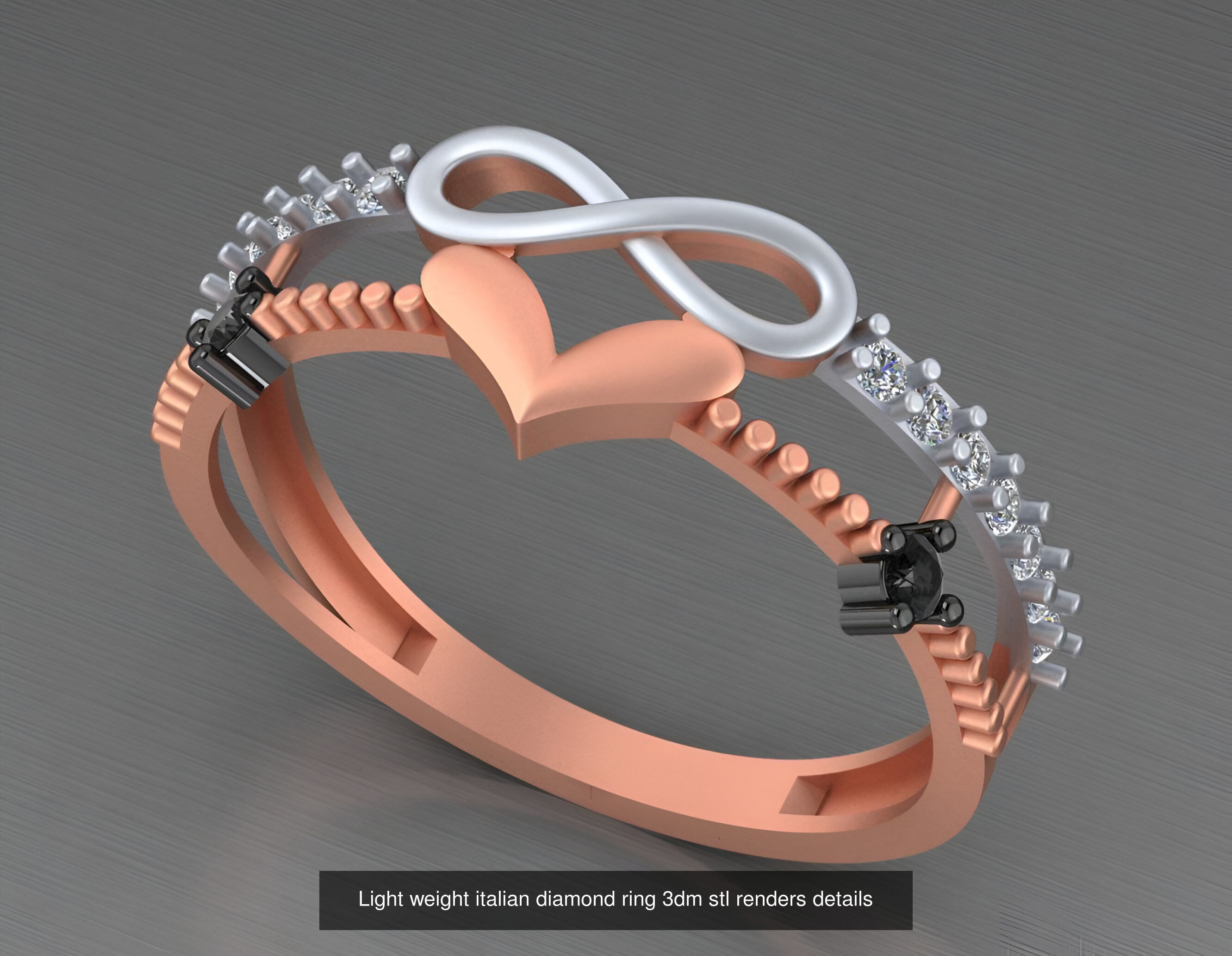 104 Light weight italian diamond ring 3dm stl renders details 3D Model Collection_37