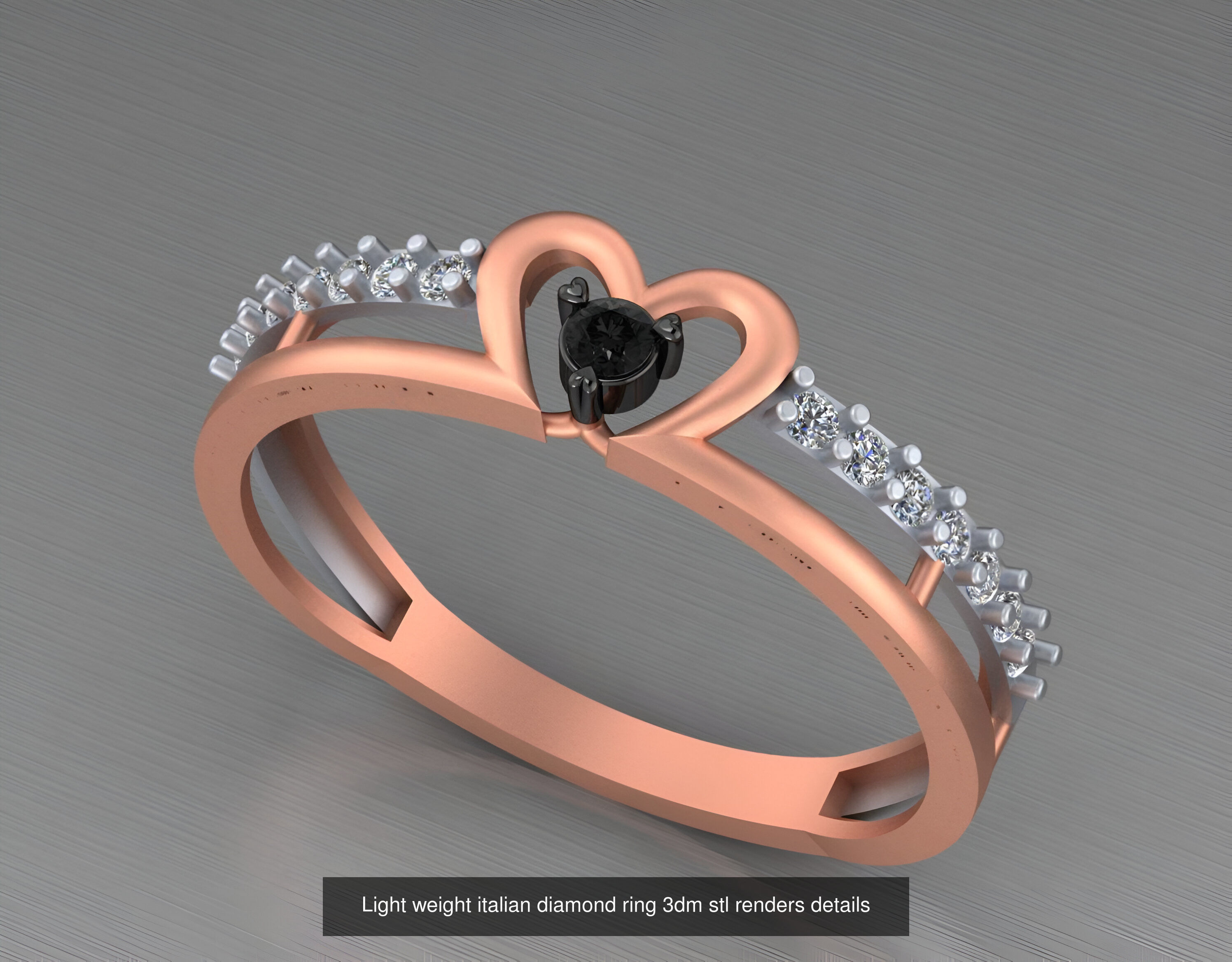 104 Light weight italian diamond ring 3dm stl renders details 3D Model Collection_44