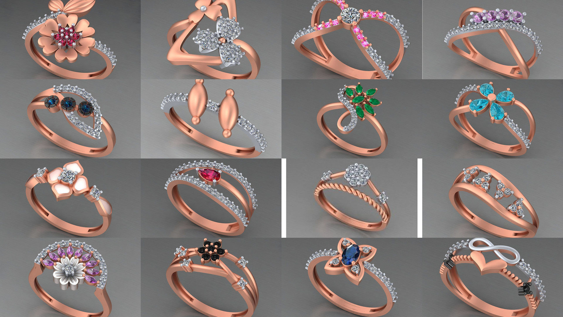 104 Light weight italian diamond ring 3dm stl renders details 3D Model Collection_4