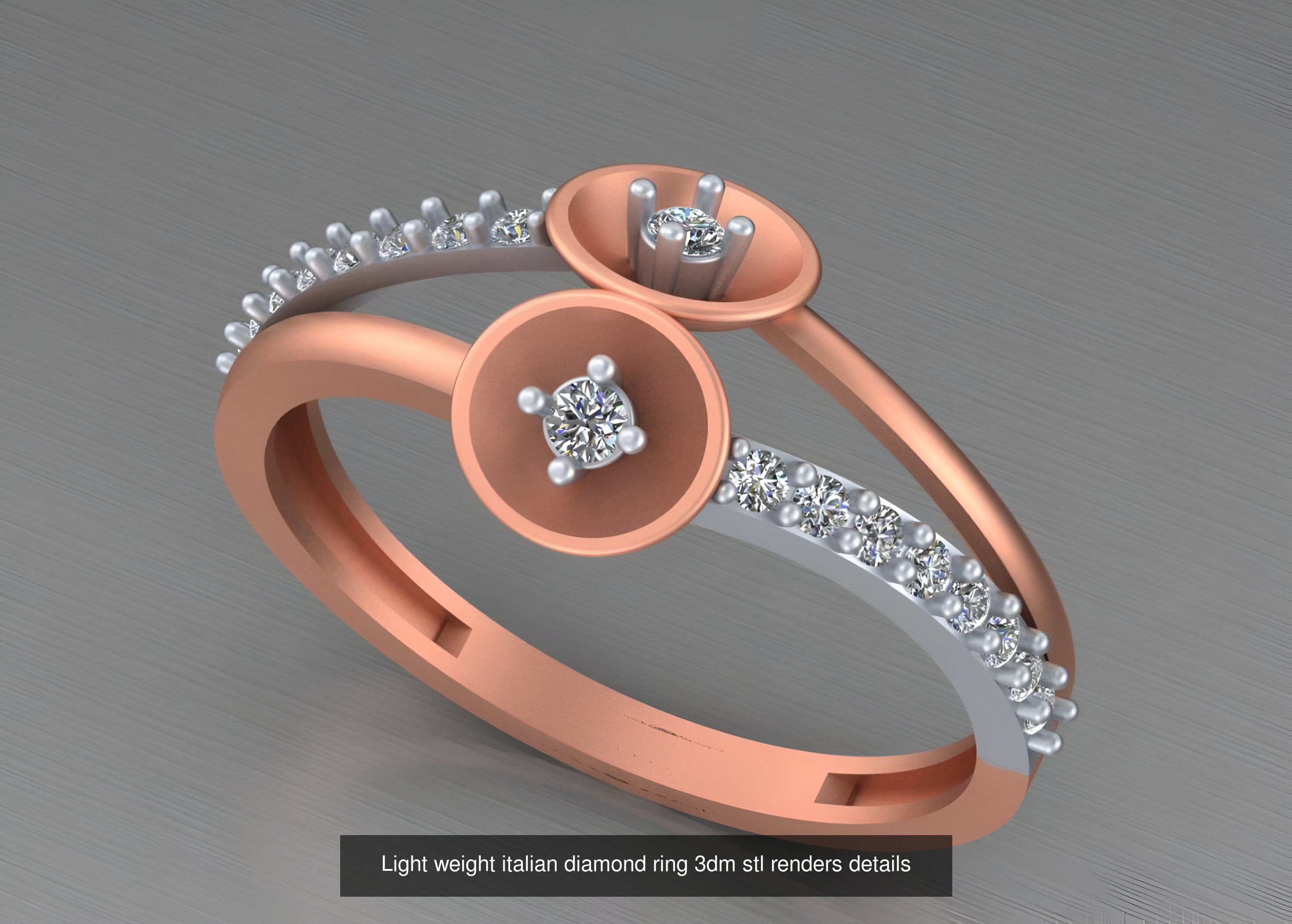 104 Light weight italian diamond ring 3dm stl renders details 3D Model Collection_57