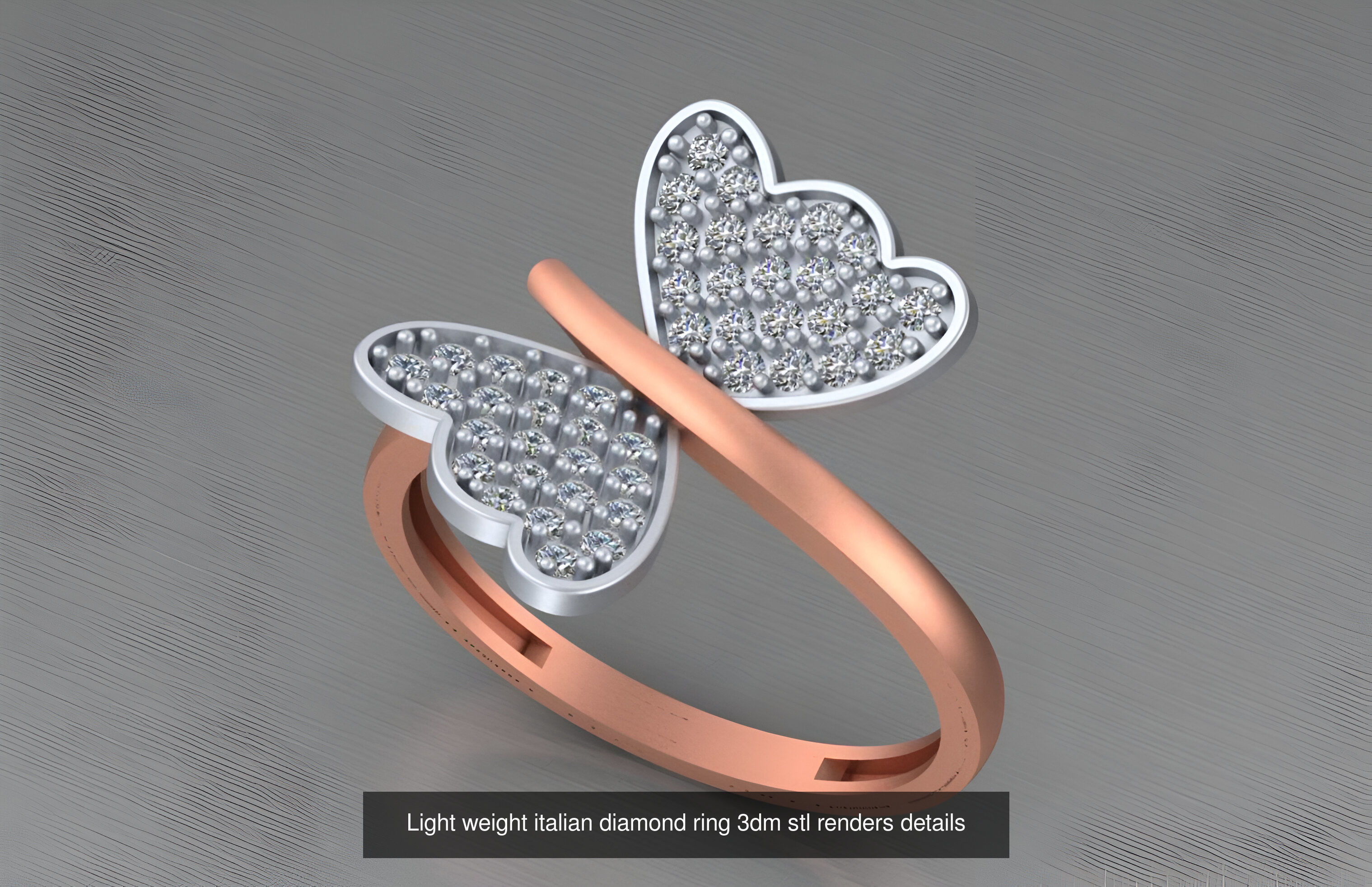 104 Light weight italian diamond ring 3dm stl renders details 3D Model Collection_65