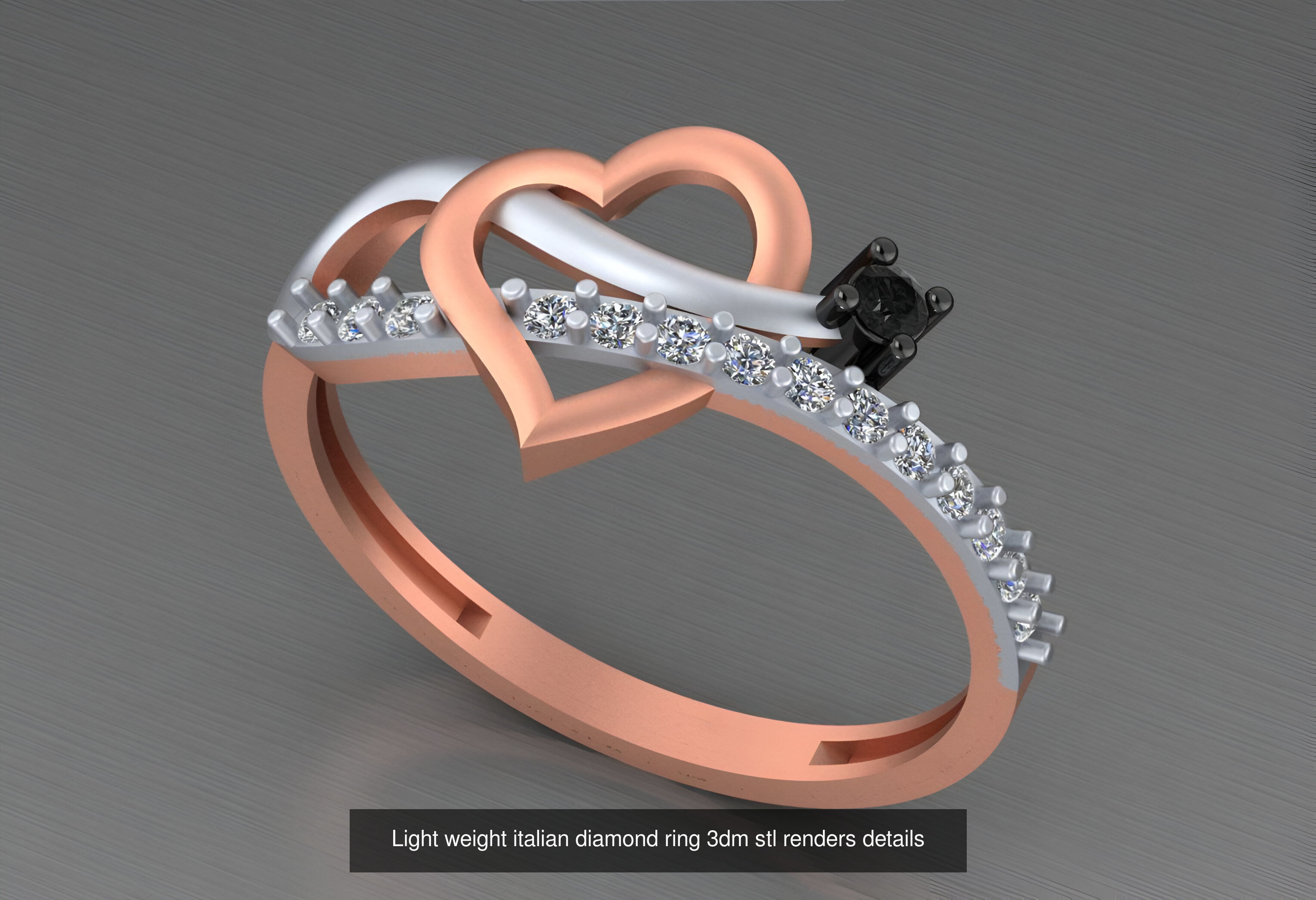 104 Light weight italian diamond ring 3dm stl renders details 3D Model Collection_48